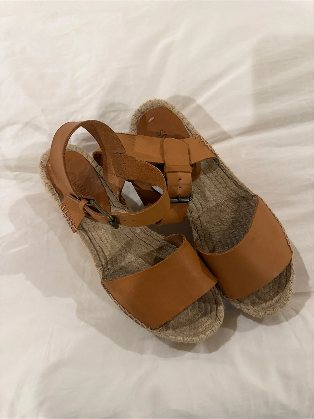 Soludos Cognac Leather Espadrille Sandals